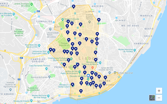 Mapa da melhor região: centro de Lisboa 