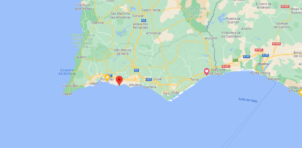 Mapa praias Algarve