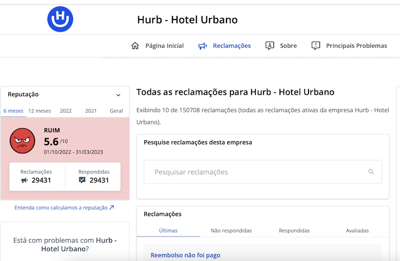 Reclame Aqui - Hotel Urbano