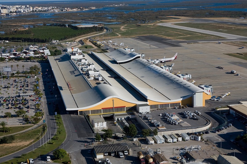 Vista aérea do Aeroporto Internacional de Faro