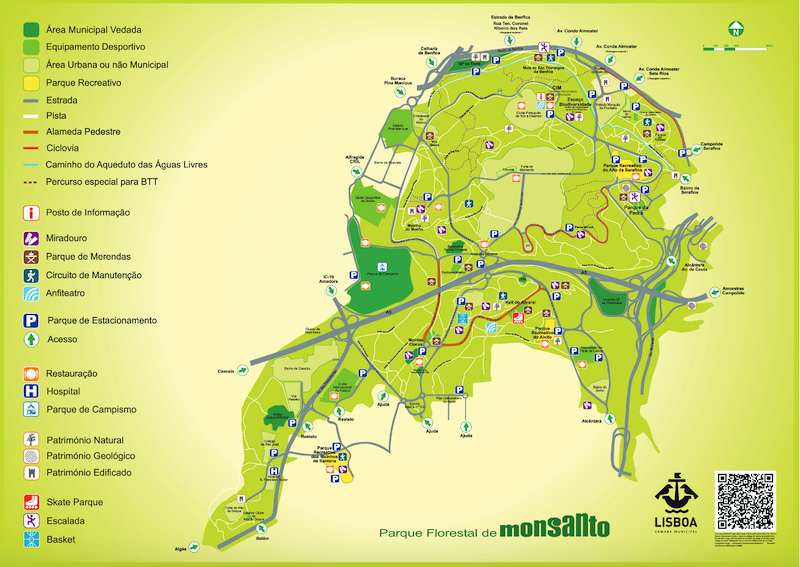 Mapa do Parque Florestal do Monsanto