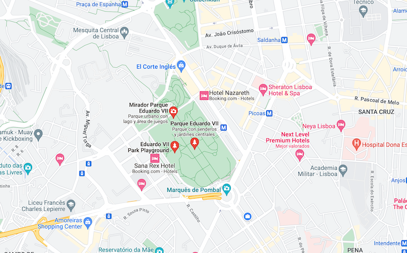 Informações do Parque Eduardo VII - mapa