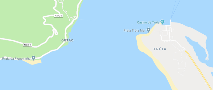 Mapa da Praia de Tróia em Setúbal